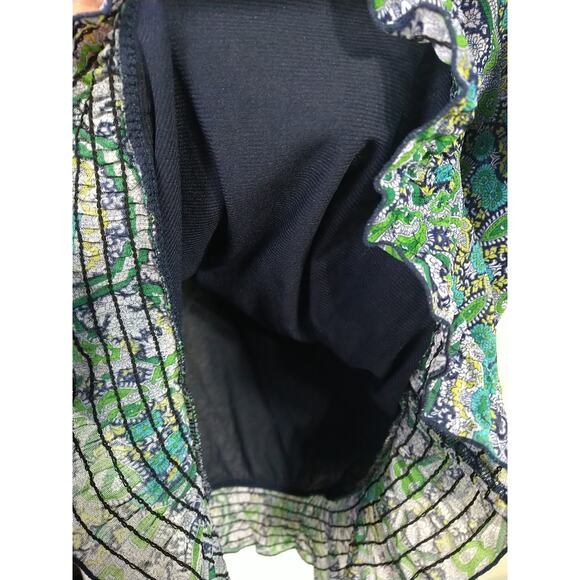 Croft&Barrow Woman L Blouse Blue Green Medallion Artsy Short Sleeve Pullover - Picture 7 of 10